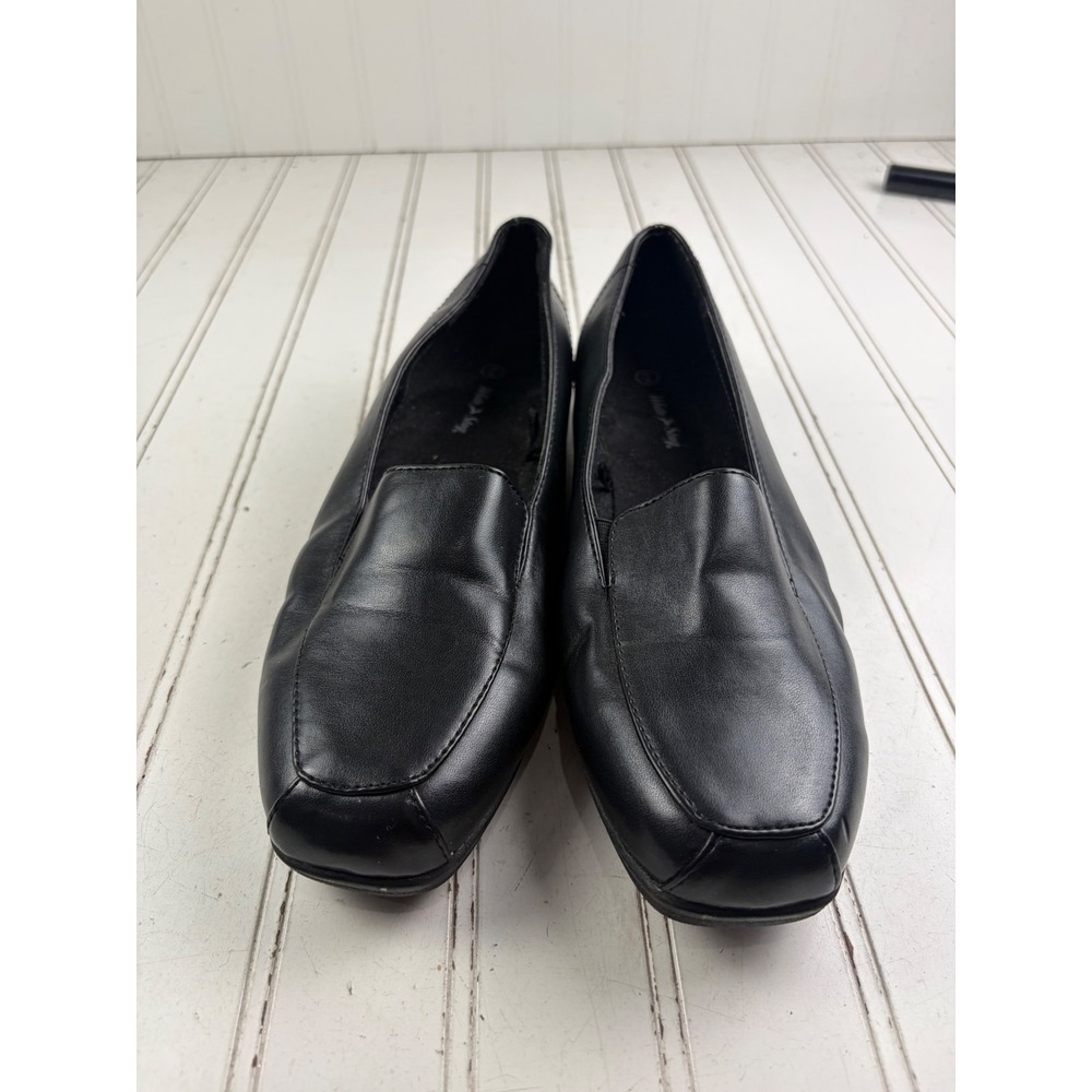 White Stag Vintage Y2K Black Low Wedge Slip On Dress Loafers Women's Size 8.5